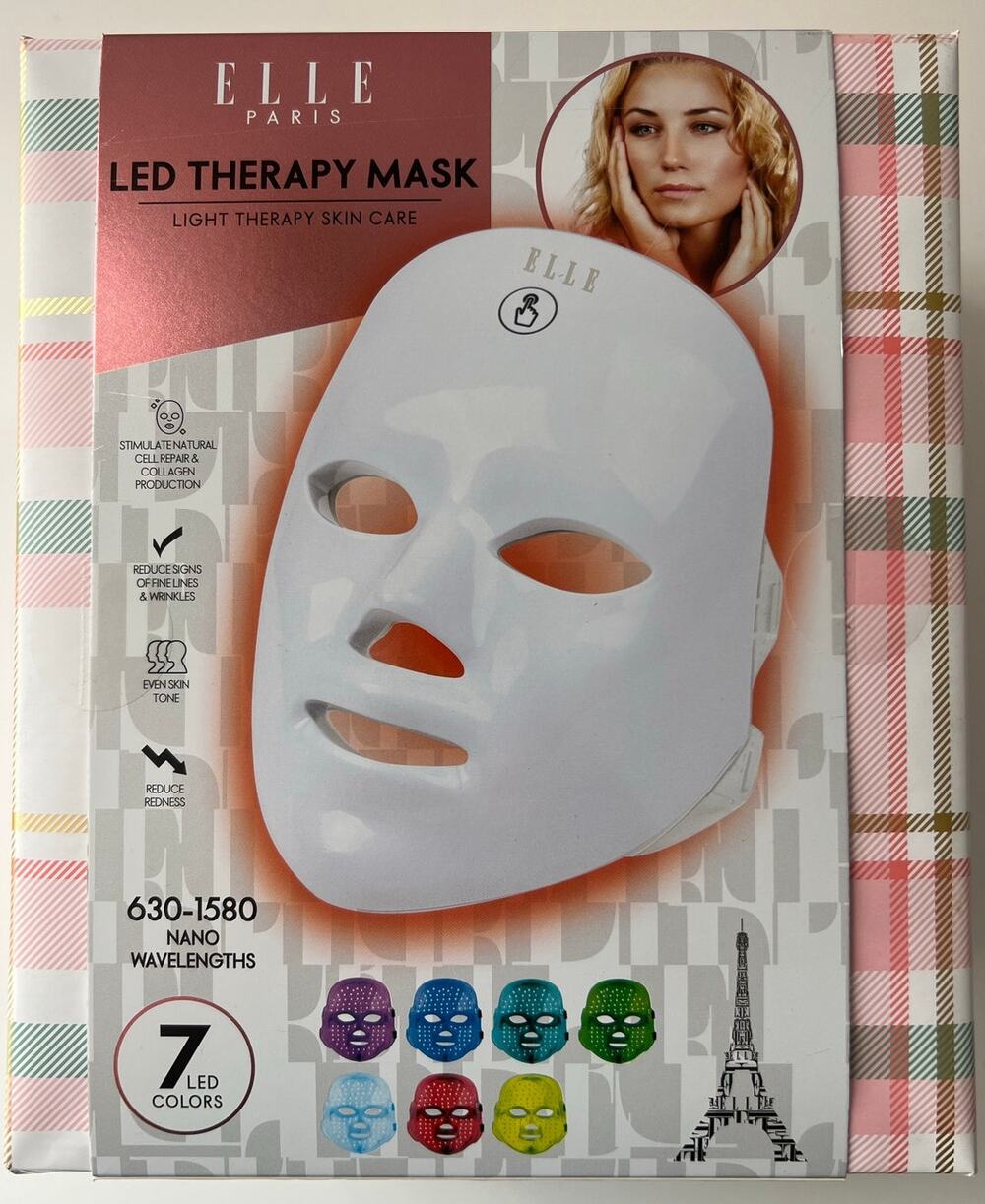 ~New in Box~ ELLE Paris LED Light Therapy Skin Care Mask 7 LED Colors UV Free